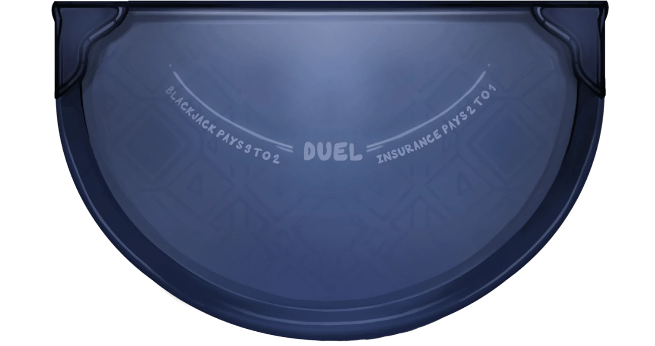 Duel Blackjack table with player cards and dealer up-card